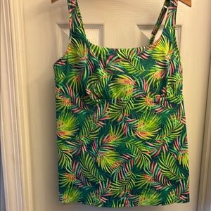 Tropical Leaf Print Lands’End Tankini
